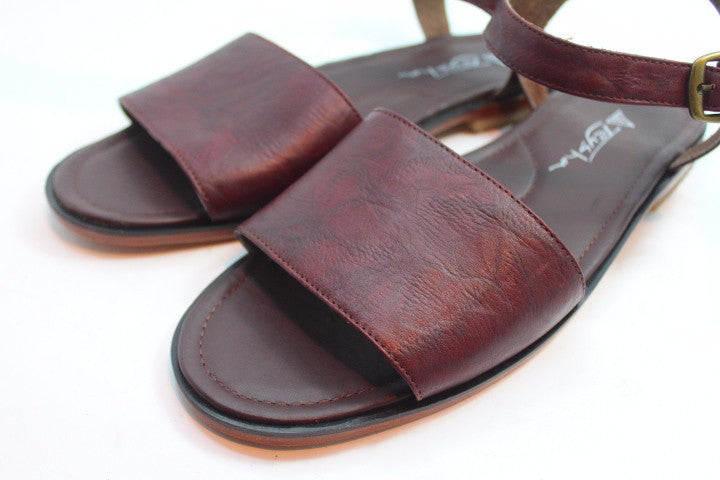 Red Wine Leather Sandals